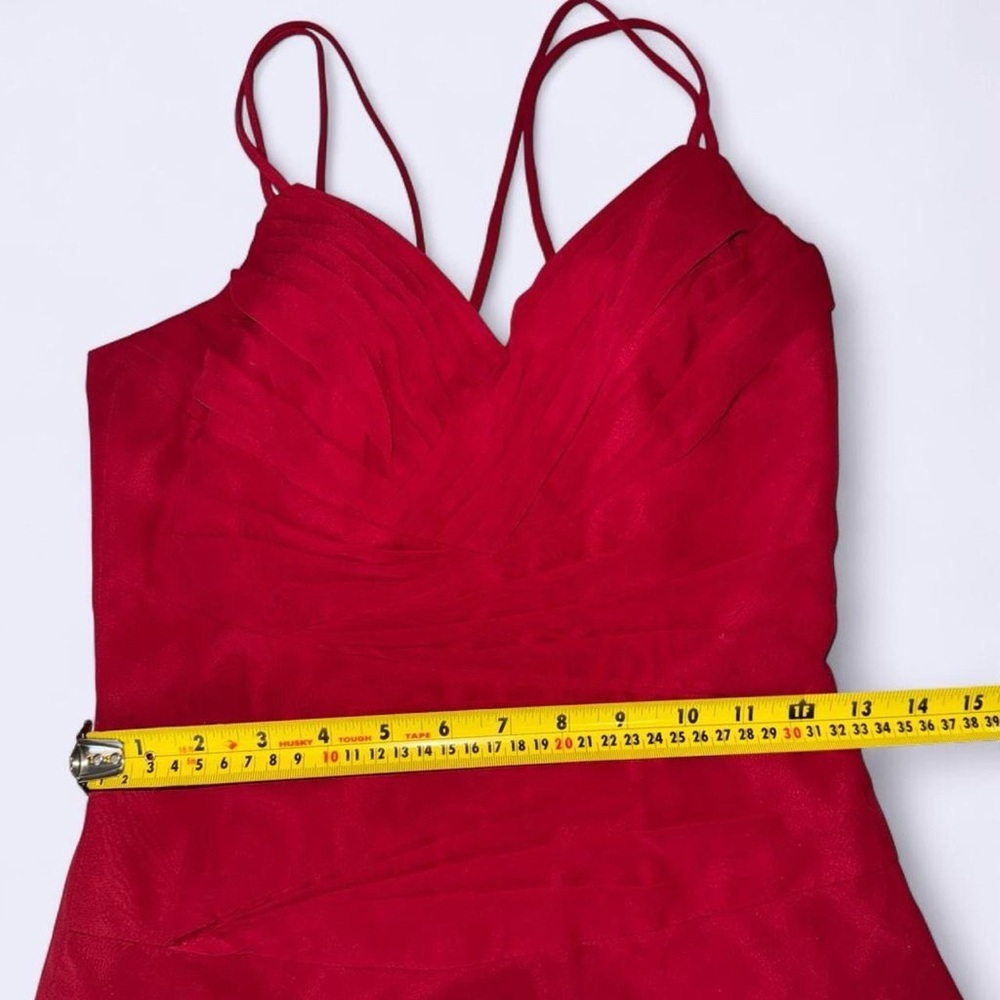 B2 Red Pleated V-Neck Cocktail Dress Size 4 - Picture 5 of 7